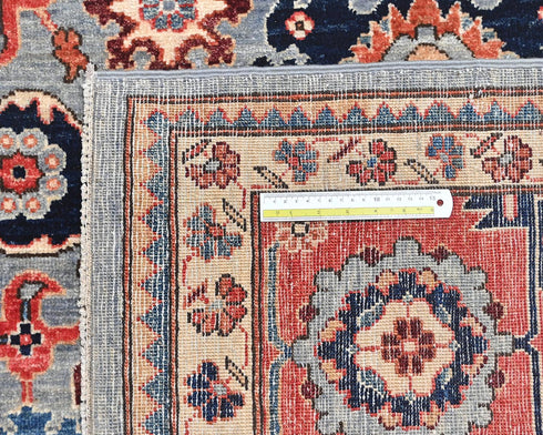 9x12 Gray Rust Aryana Afghan Hand Knotted Veg Dye Wool Area Rug